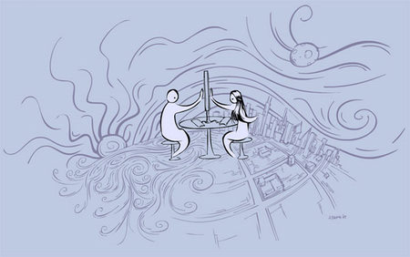 across the distance